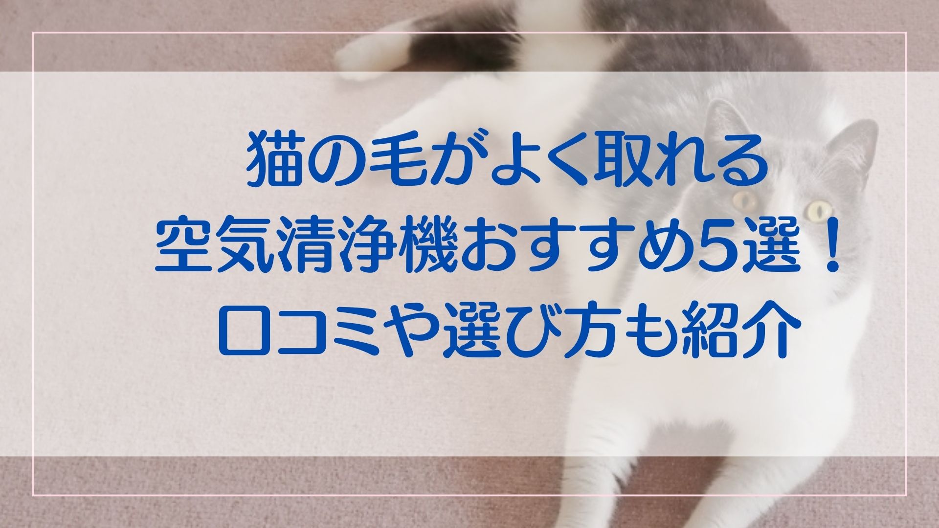 猫の毛がよく取れる空気清浄機おすすめ5選　口コミ